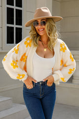 Field Of Daisies Knit Cardigan - Beige