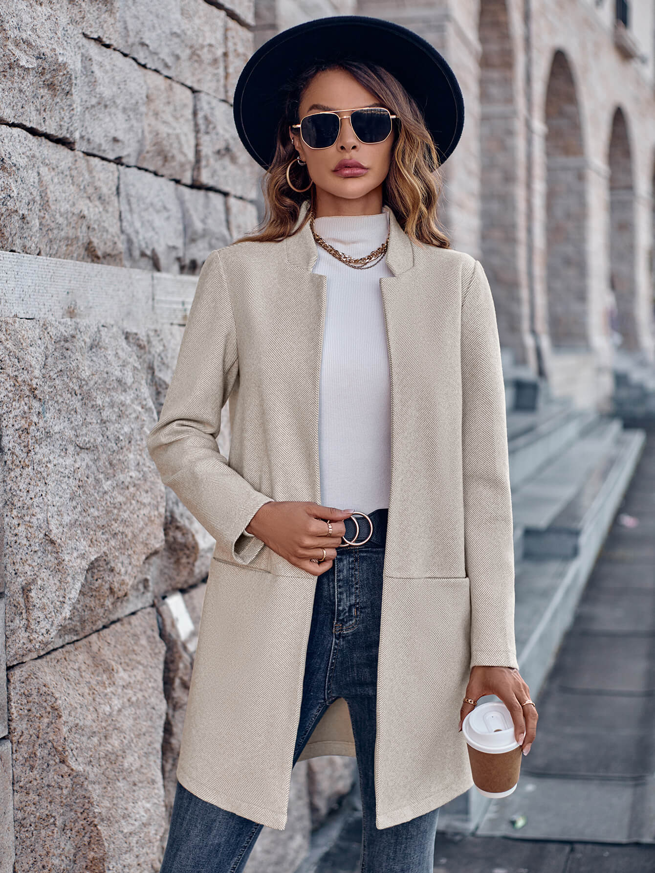 On Your Mark Textured Jacket - Taupe