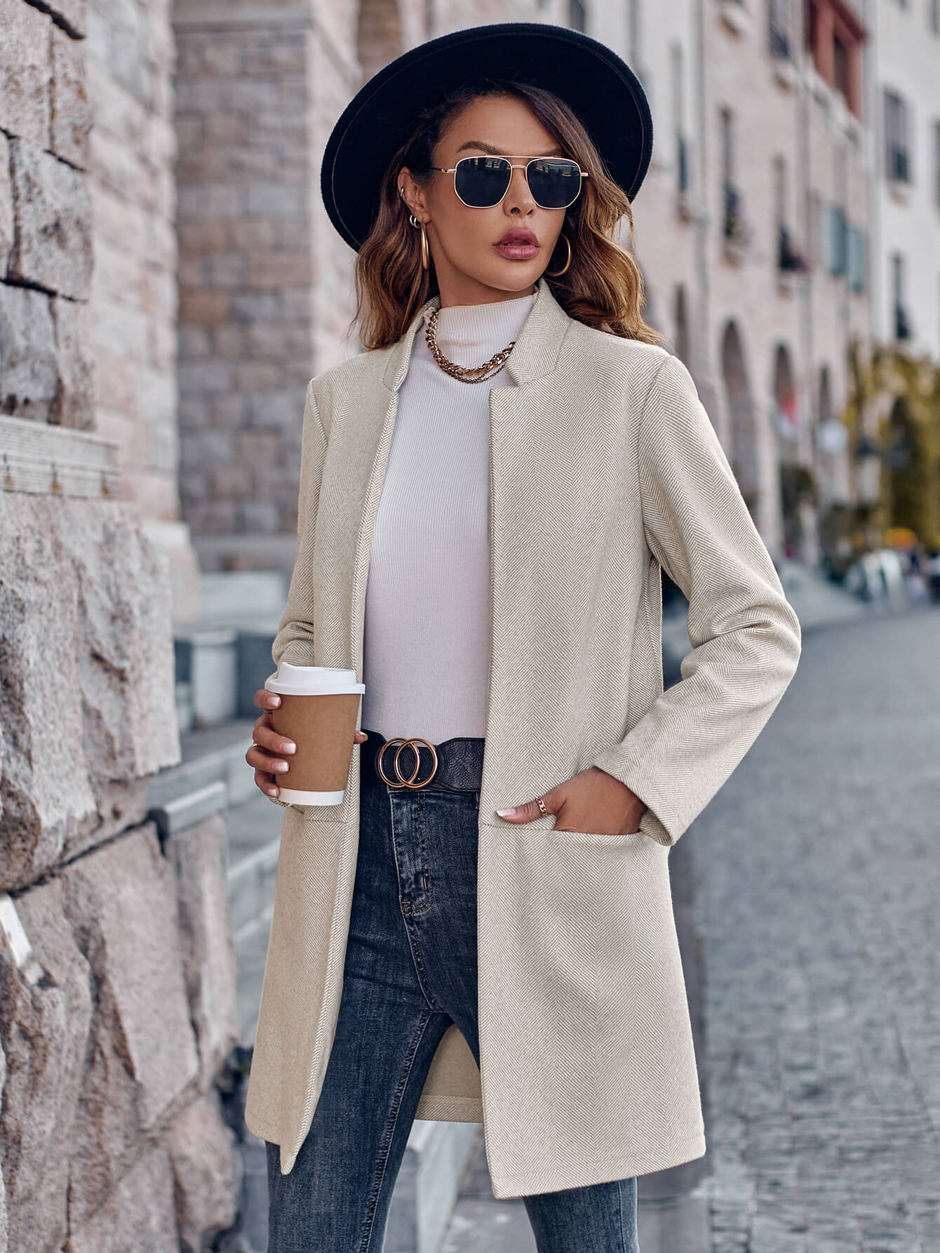 On Your Mark Textured Jacket - Taupe