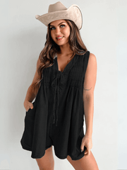 Texas Babydoll Denim Mini Dress - Black