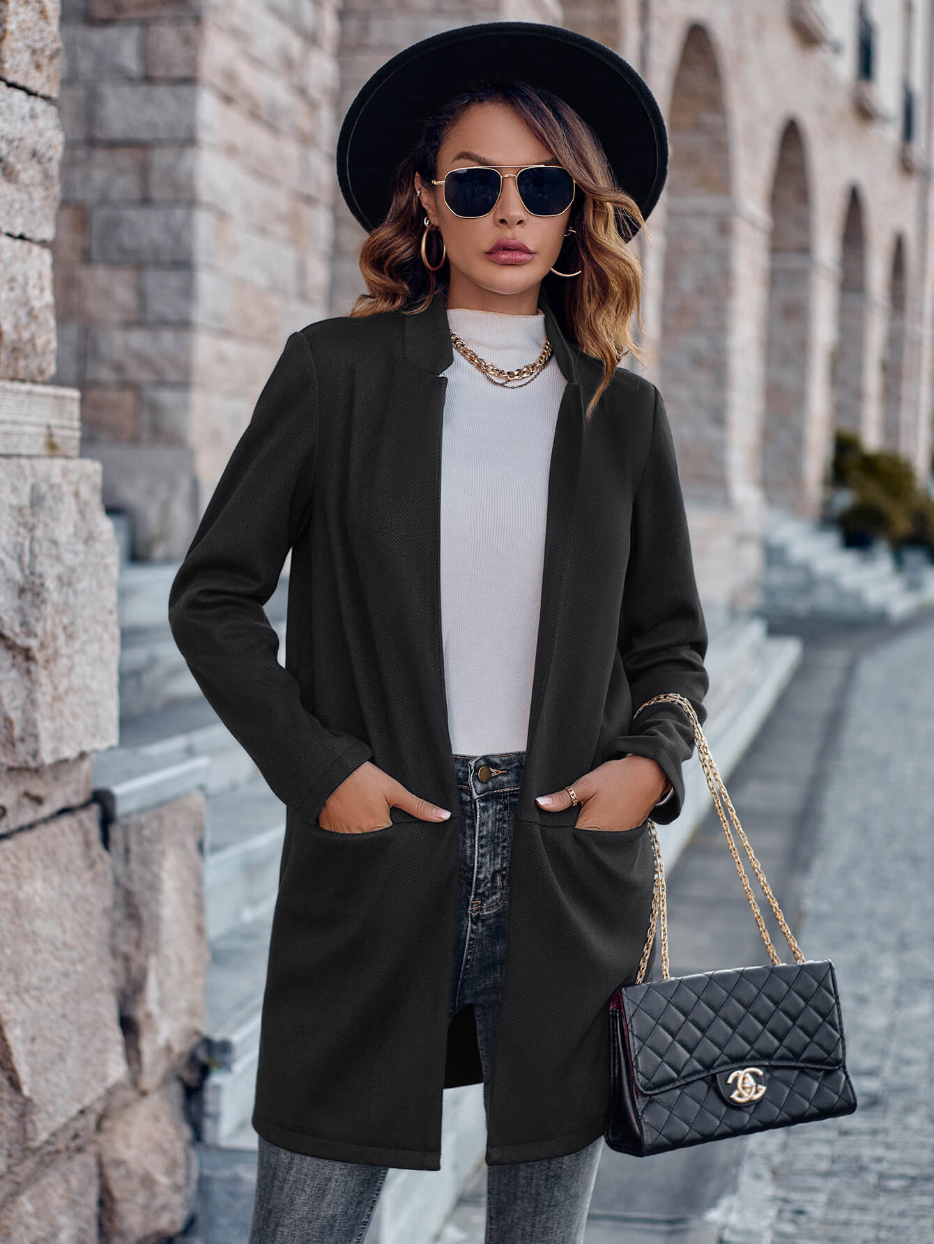 On Your Mark Textured Jacket - Black