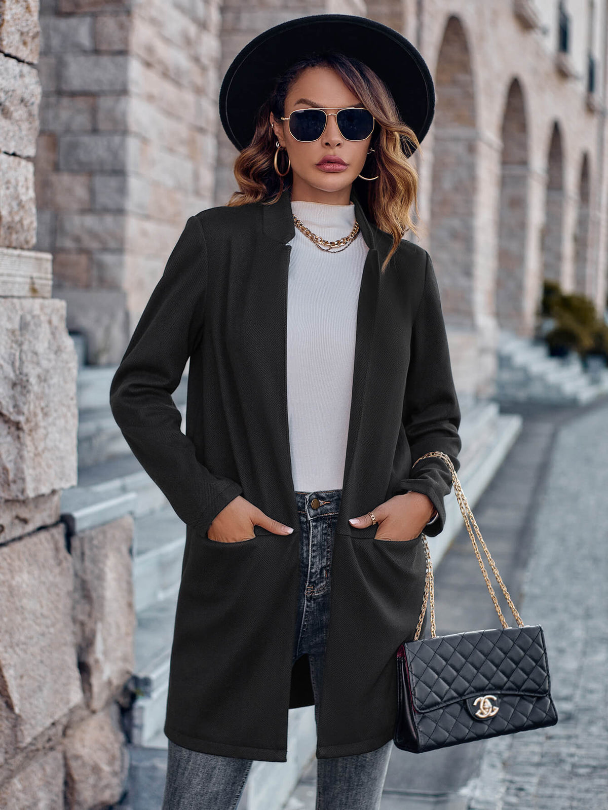 On Your Mark Textured Jacket - Black