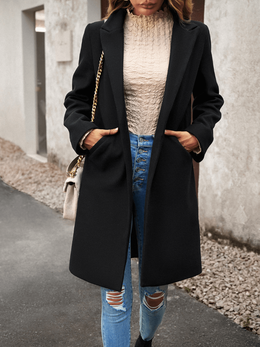 Uptown Girl Pocketed Boyfriend Jacket - Black