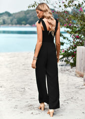 JANICE RAYON POCKETED JUMPSUIT - BLACK