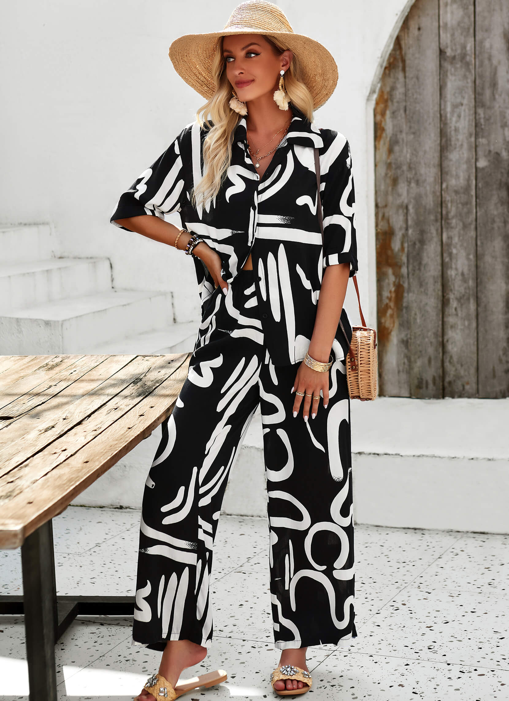Kaia Tropical Matching Set - Black