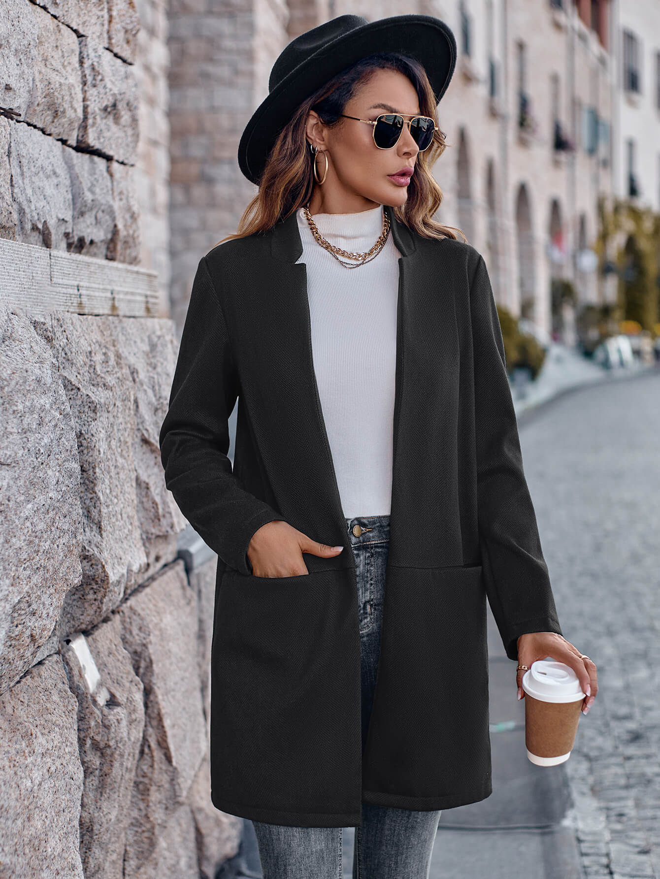 On Your Mark Textured Jacket - Black