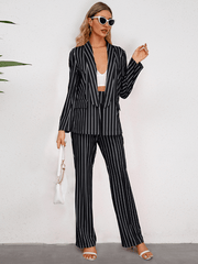 Hudson Pinstripe Blazer Matching Set - Black