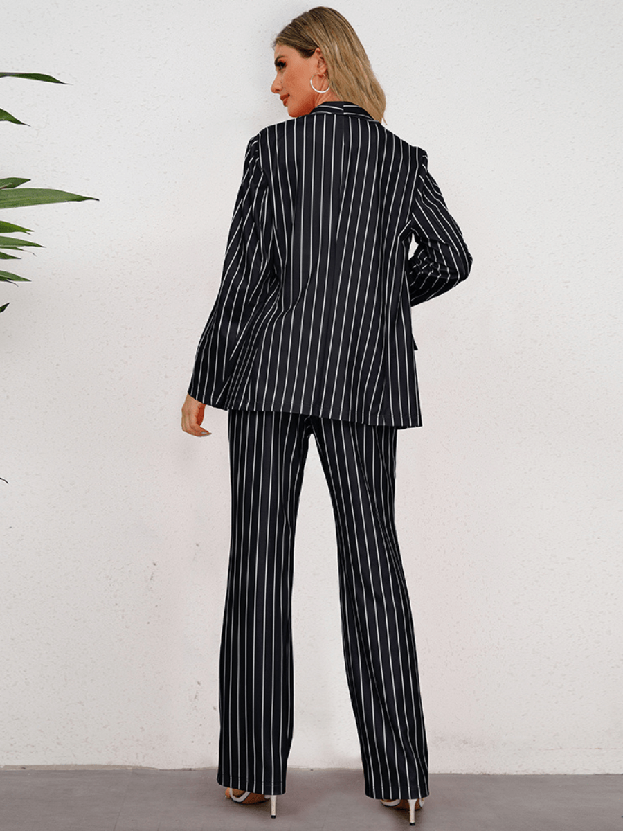 Hudson Pinstripe Blazer Matching Set - Black