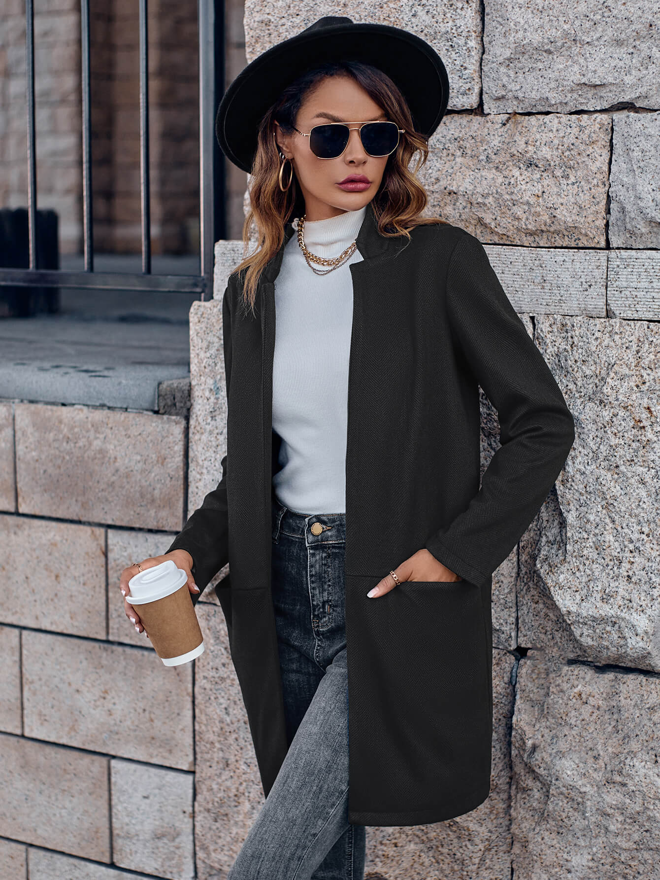 On Your Mark Textured Jacket - Black