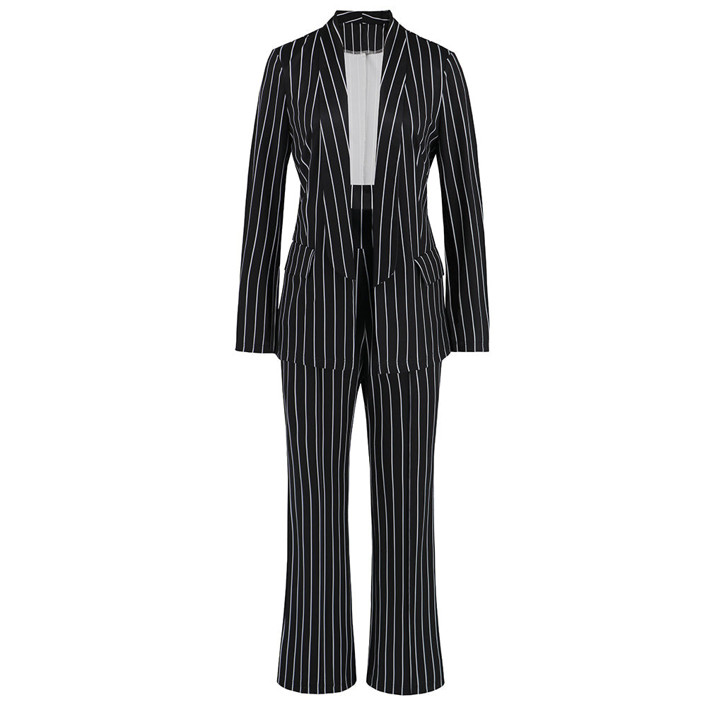 Hudson Pinstripe Blazer Matching Set - Black