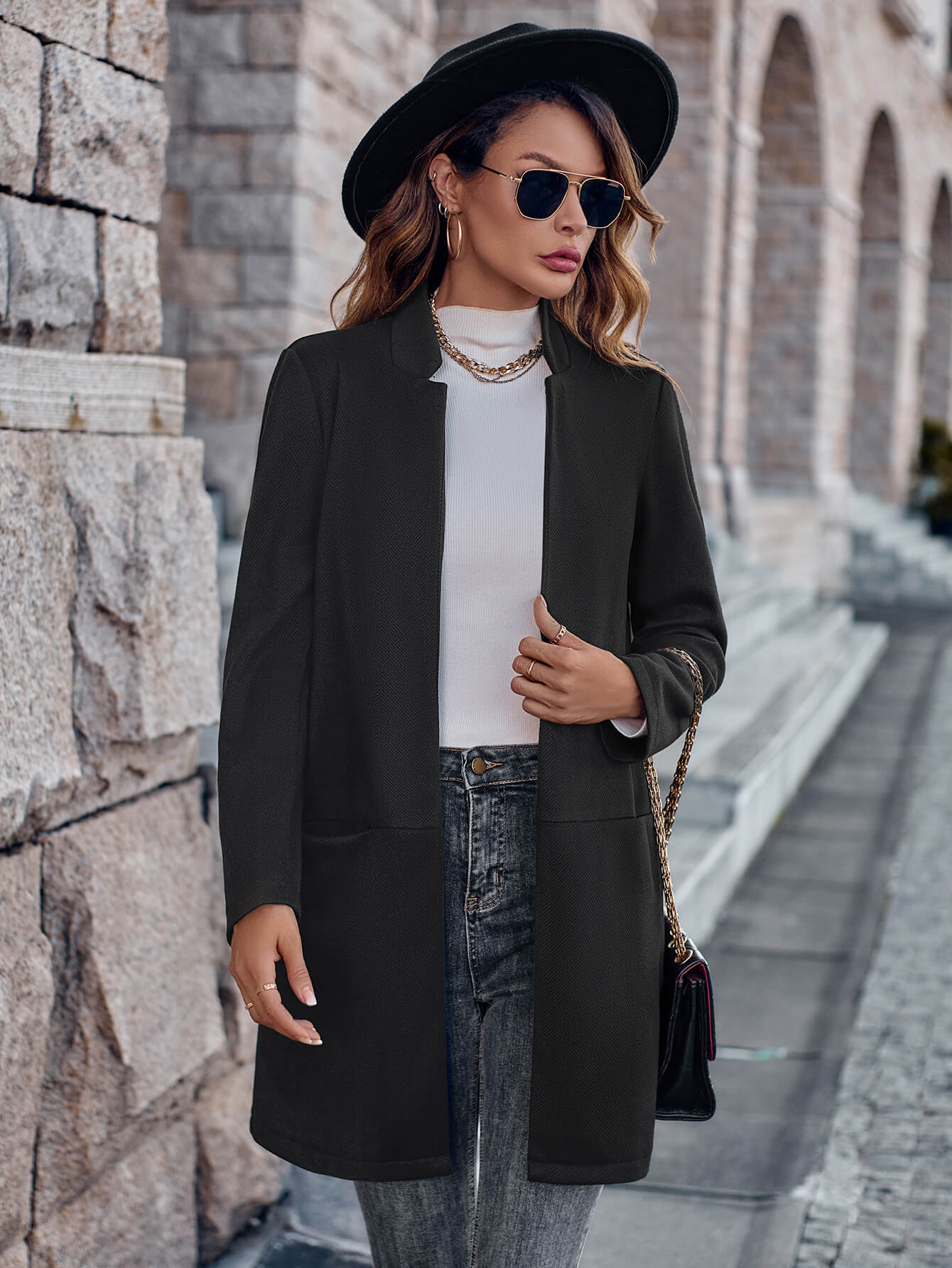 On Your Mark Textured Jacket - Black