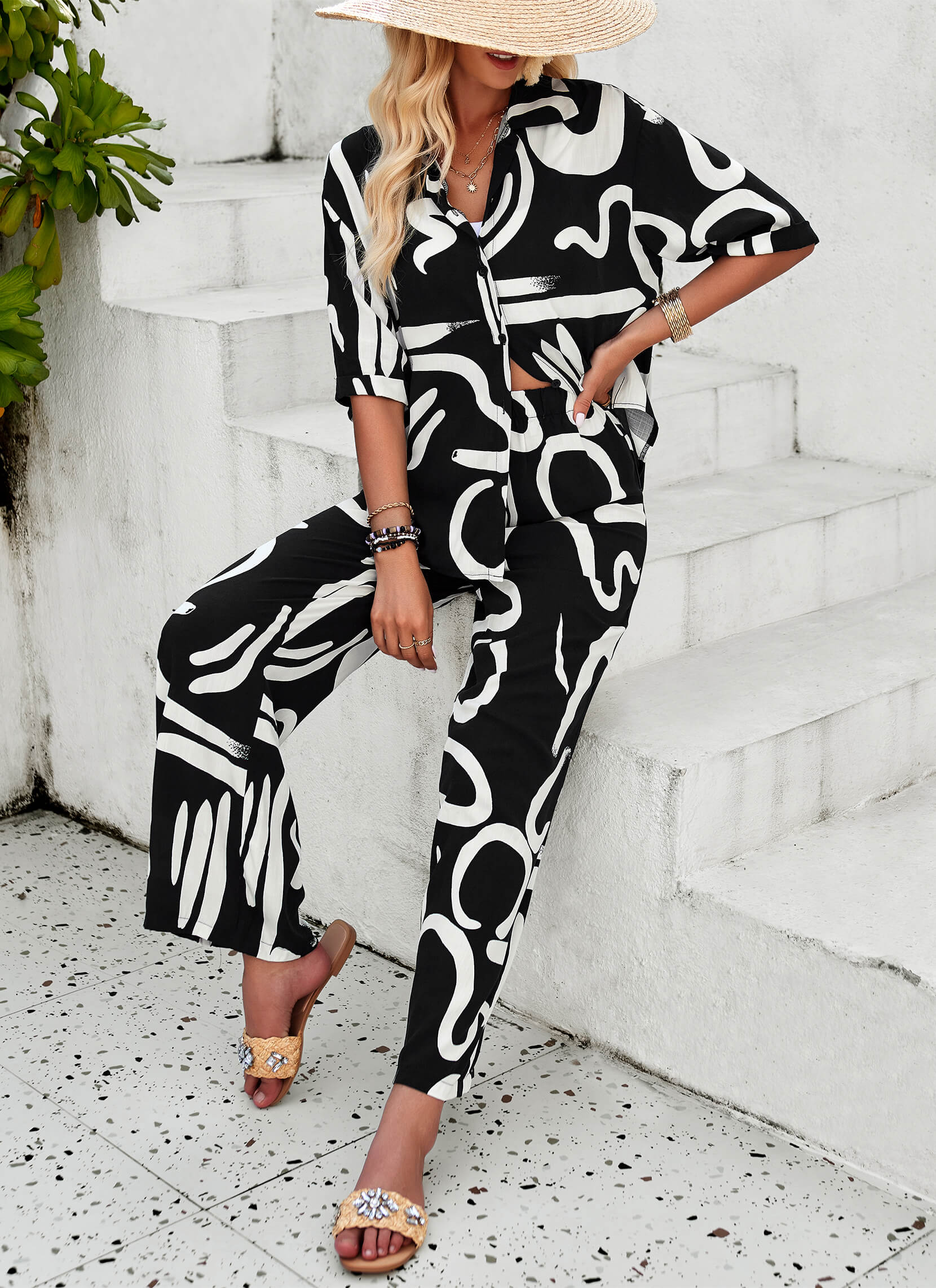 Kaia Tropical Matching Set - Black