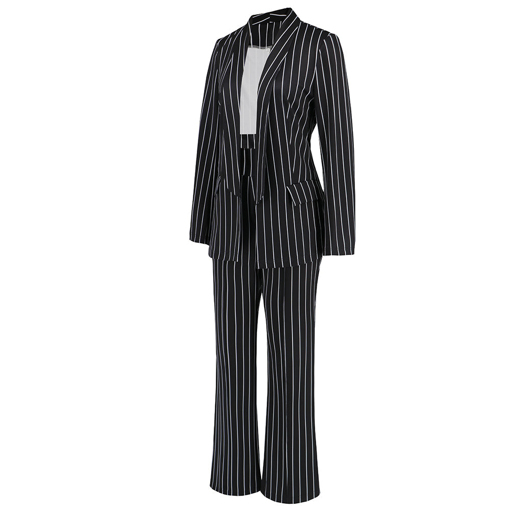 Hudson Pinstripe Blazer Matching Set - Black
