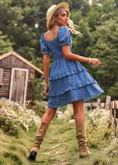 MOMENT IN DAISY SMOCKED MINI DRESS - BLUE