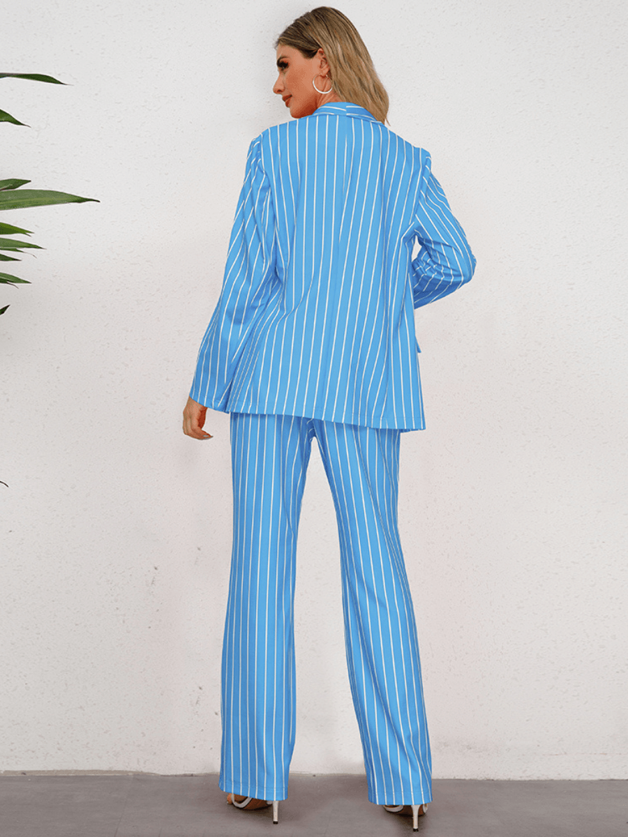 Hudson Pinstripe Blazer Matching Set - Blue