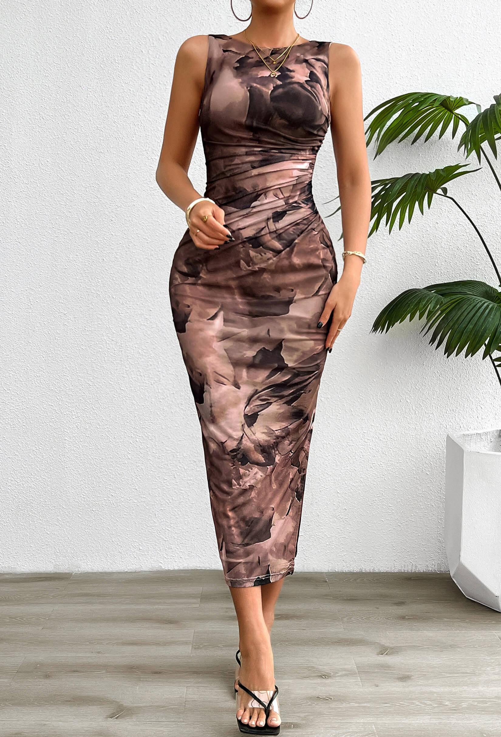 Hayden Floral Tank Maxi Dress - Brown