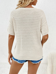 Lettie Short Sleeve Sweater Top - Cream