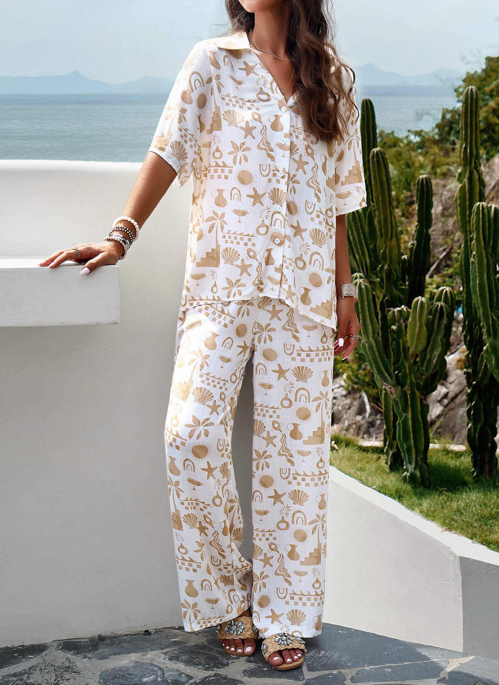 Beach Vacation Matching Set - Cream