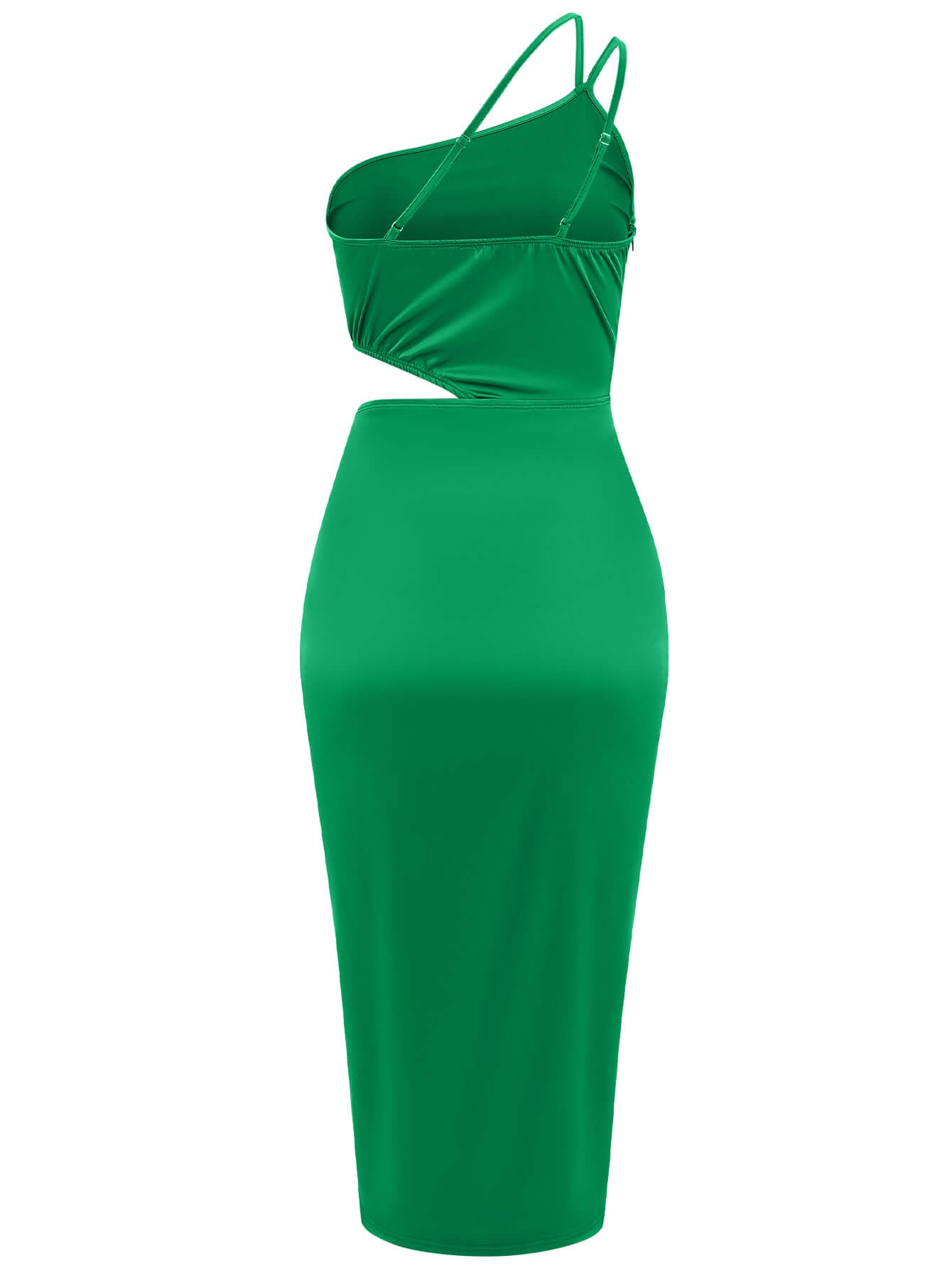 Vianne One-Shoulder Satin Midi Dress - Emerald