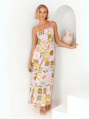 Emilie Border Print Maxi Dress - Multi