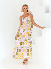 Emilie Border Print Maxi Dress - Multi