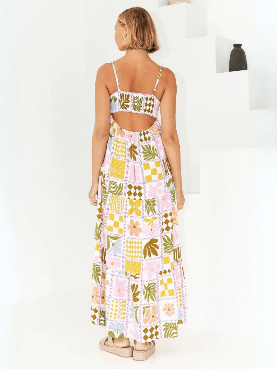 Emilie Border Print Maxi Dress - Multi