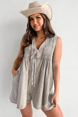 Texas Babydoll Denim Mini Dress - Gray