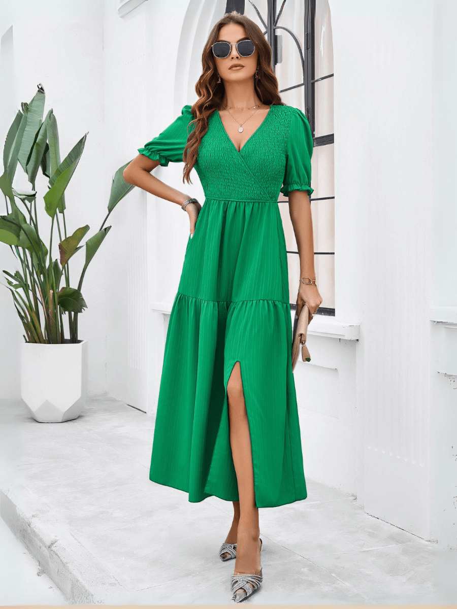 Meadow Smock Midi Dress - Green