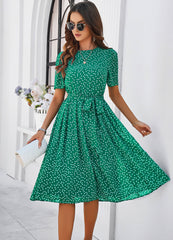 Margaret Polka Dot Midi Dress - Green