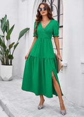 Meadow Smock Midi Dress - Green