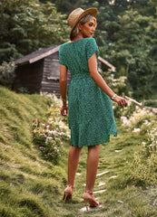 EMILIANA FLORAL DOLL MINI DRESS - GREEN