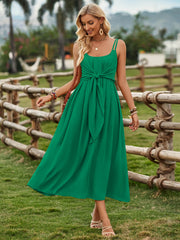 Touch Of Lawn Front Tie Midi Dress - Green
