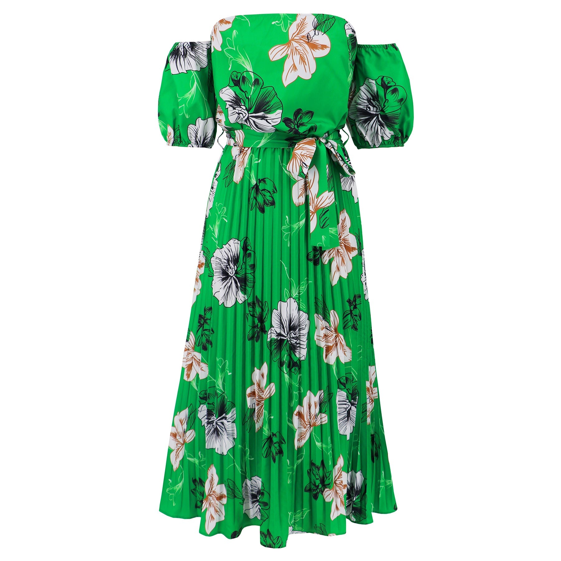 Rosalie Off The Shoulder Plisse Maxi Dress - Green