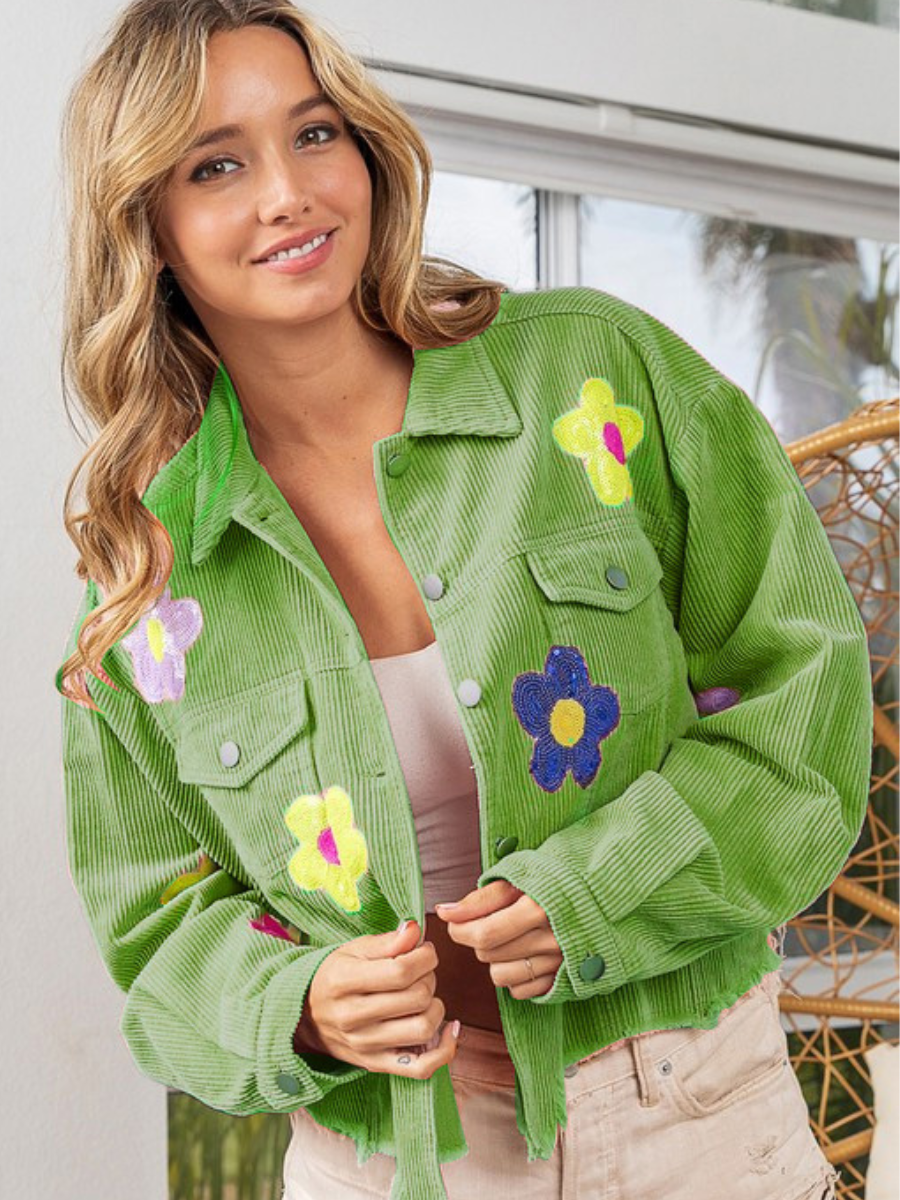Twinkle Daisy Corduroy Jacket - Green