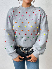 Celestial Multi Popcorn Applique Sweater - Grey