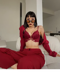 Lace Embroidery Deep V Push Up Brassiere Bra and Panties Set