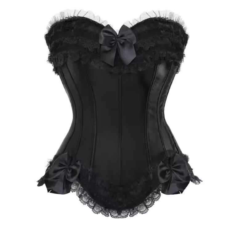 Lace Bowknot Decorated Satin Overbust Corsets