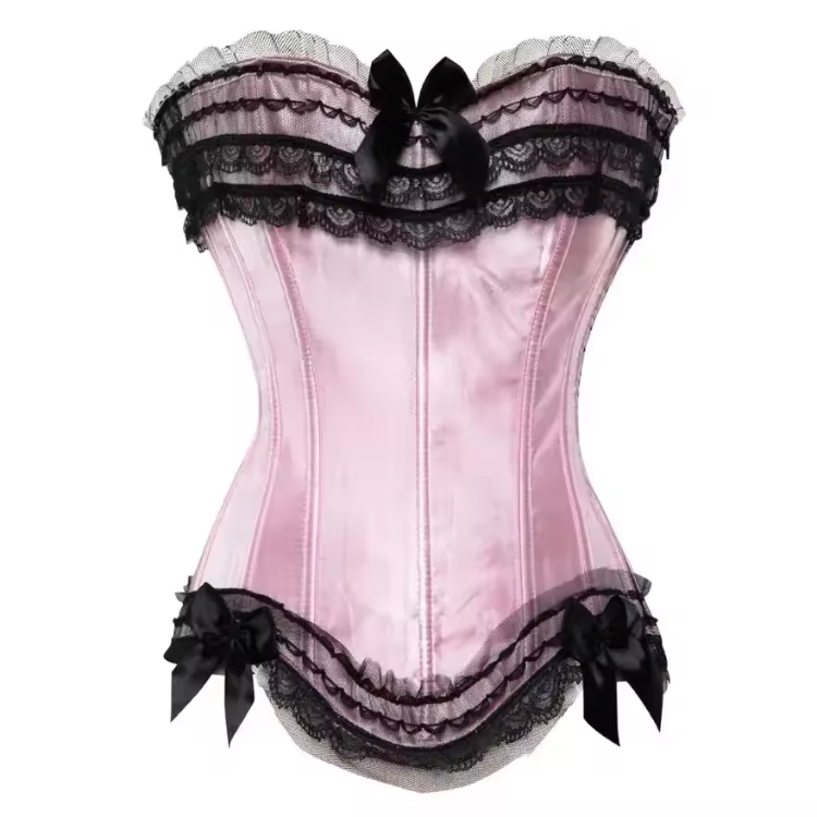 Lace Bowknot Decorated Satin Overbust Corsets