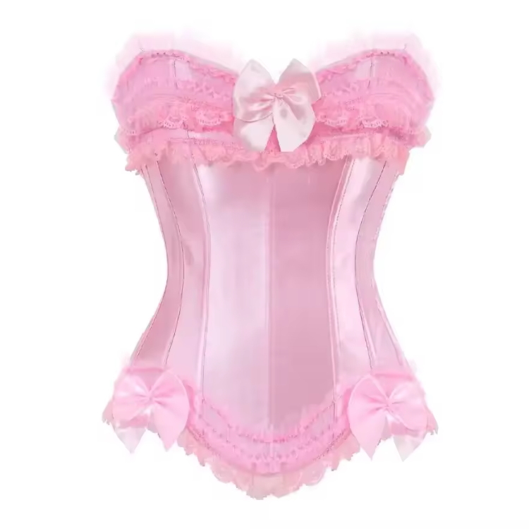 Lace Bowknot Decorated Satin Overbust Corsets