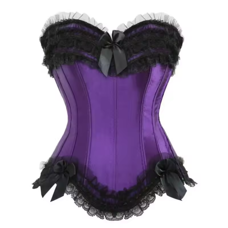Lace Bowknot Decorated Satin Overbust Corsets