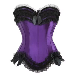 Lace Bowknot Decorated Satin Overbust Corsets