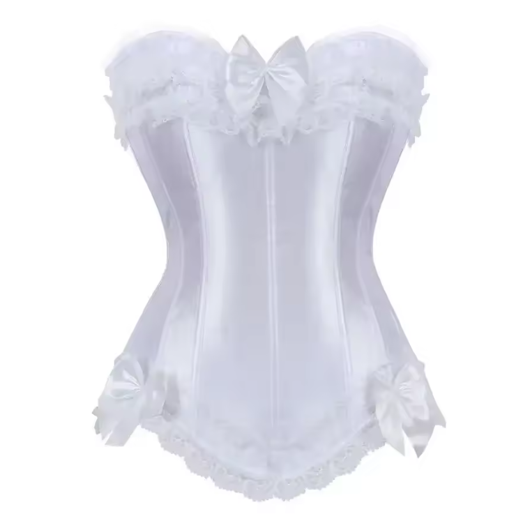 Lace Bowknot Decorated Satin Overbust Corsets