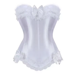 Lace Bowknot Decorated Satin Overbust Corsets