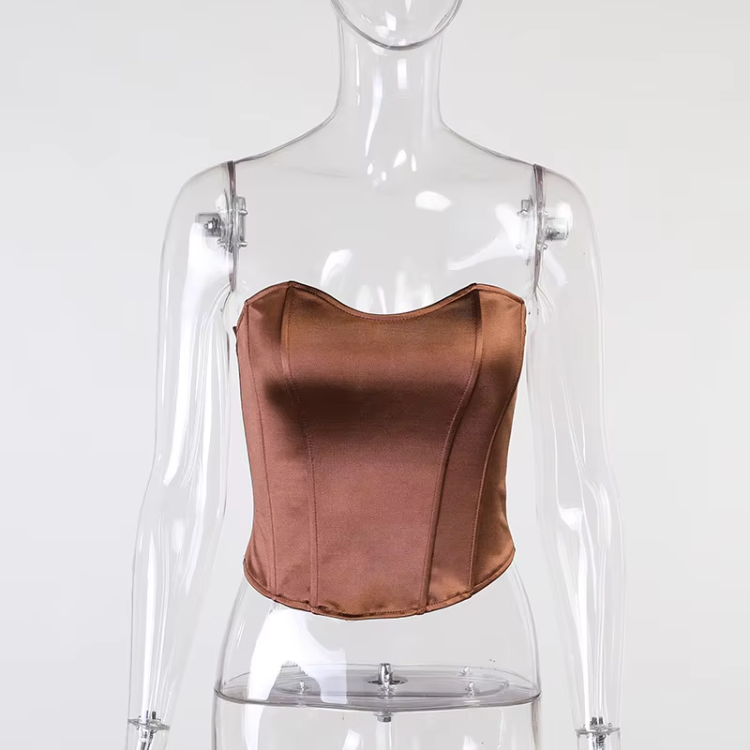 Solid Sleeveless Slim Skinny Tube Tops Corset