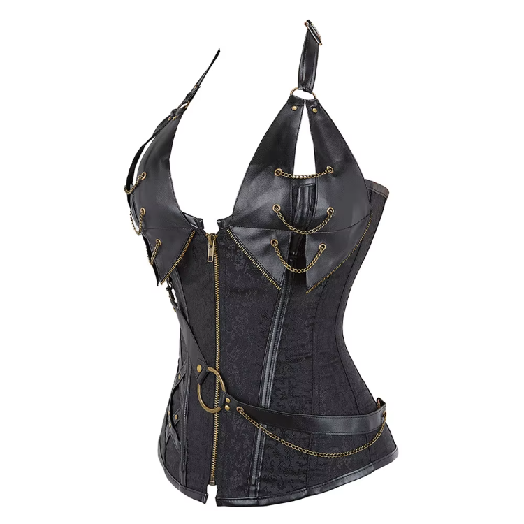 Leather Overbust Bustier Gothic Corsets Top