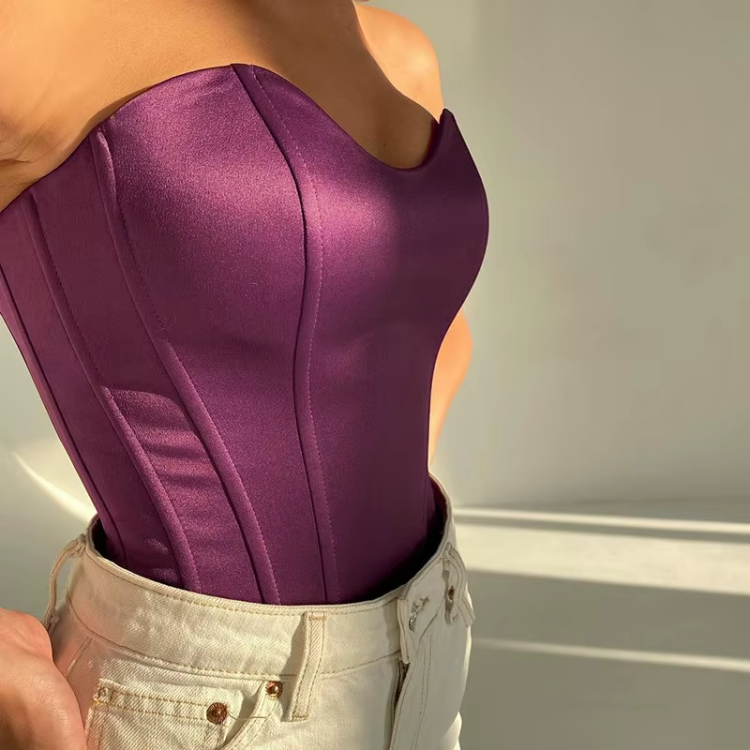 Solid Sleeveless Slim Skinny Tube Tops Corset
