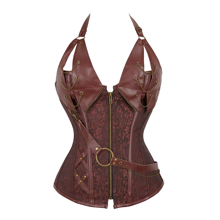 Leather Overbust Bustier Gothic Corsets Top