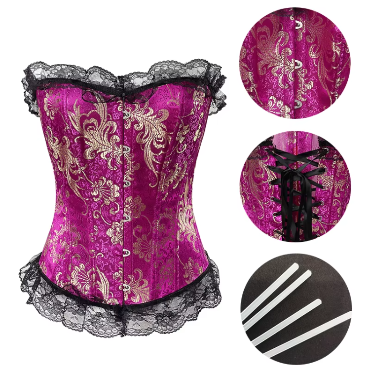 Body Shaper Floral Overbust Satin Corset Top