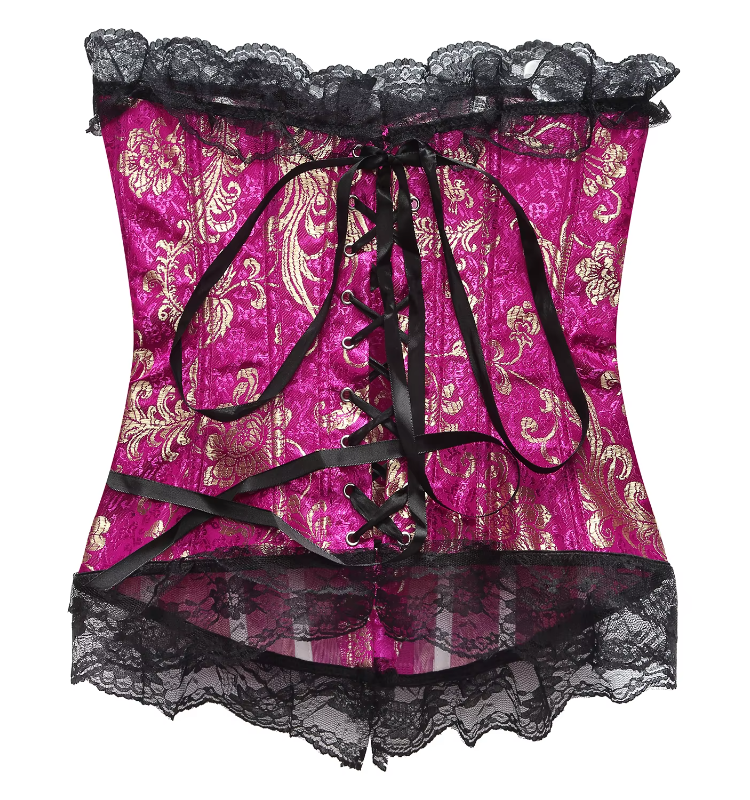 Body Shaper Floral Overbust Satin Corset Top