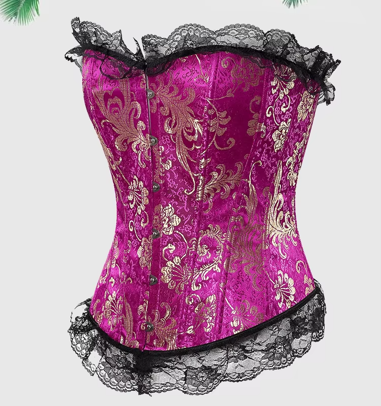 Body Shaper Floral Overbust Satin Corset Top